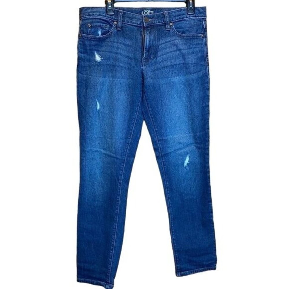 Ann Taylor Loft Blue Distressed Boyfriend Jeans Size 2